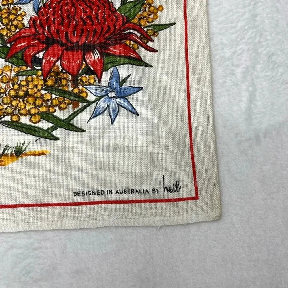 Vintage Map of Australia by HEIL Linen Tea Towel Wall Art Tapestry Linen Koala